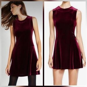 BCBGeneration Bordeaux Velvet Christmas Holiday Skater Dress Sz. L (J)